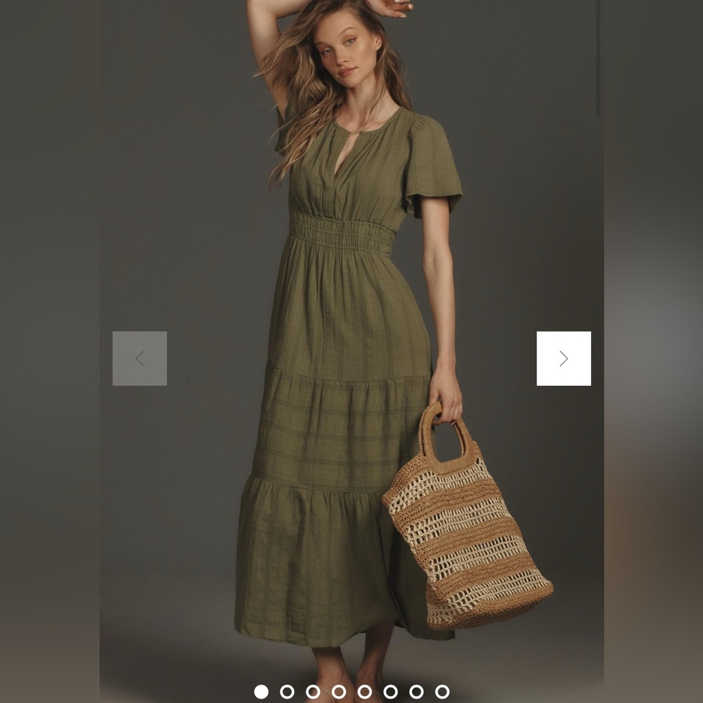 Anthropologie Green Somerset Maxi Dress